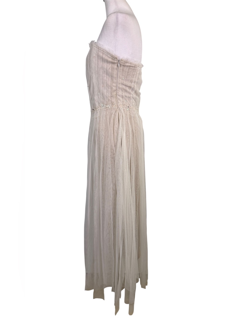 Dance In Paris Ivory Rhinestone Tulle Fairycore Midi Dress M - Picture 9 of 14